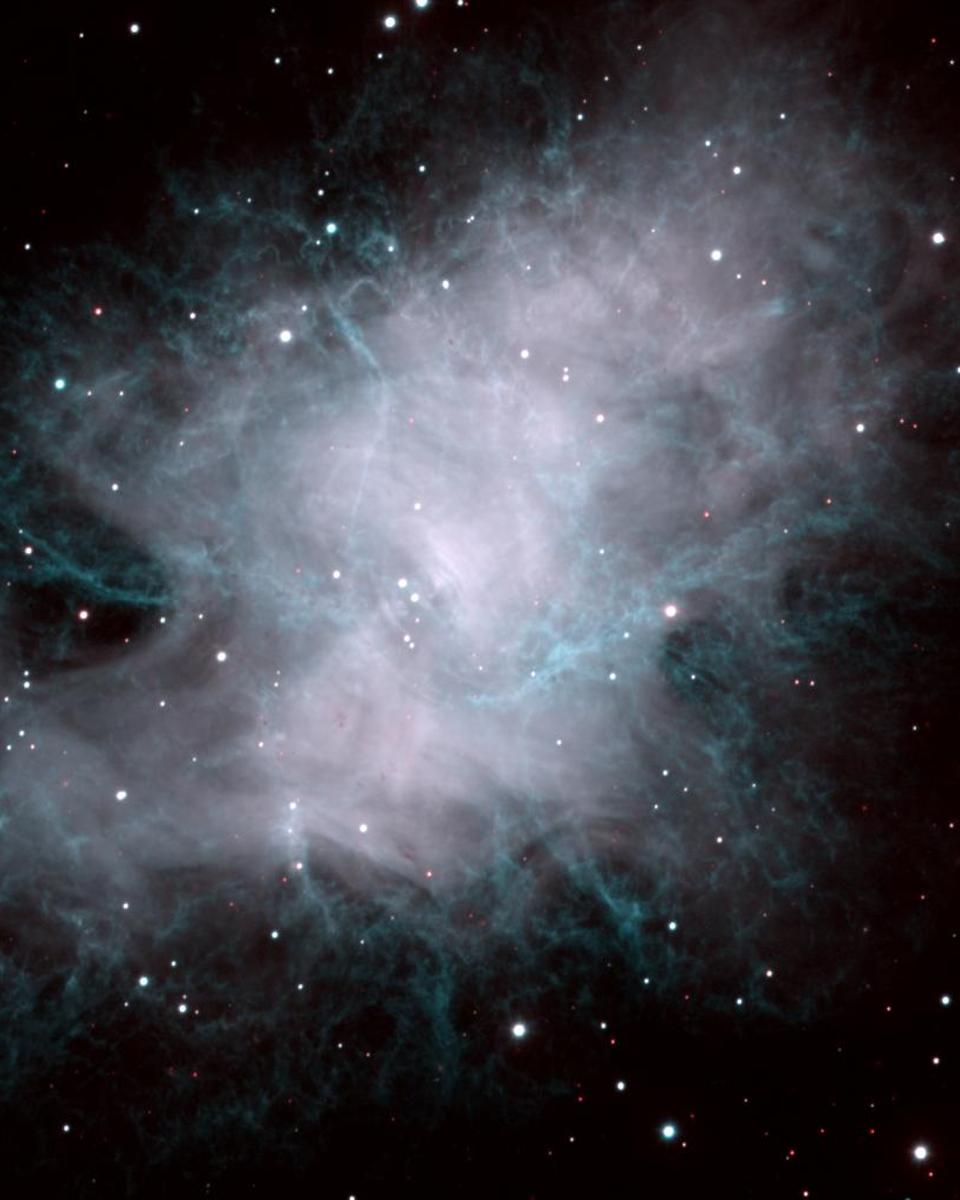 The Crab Nebula in Blue and White