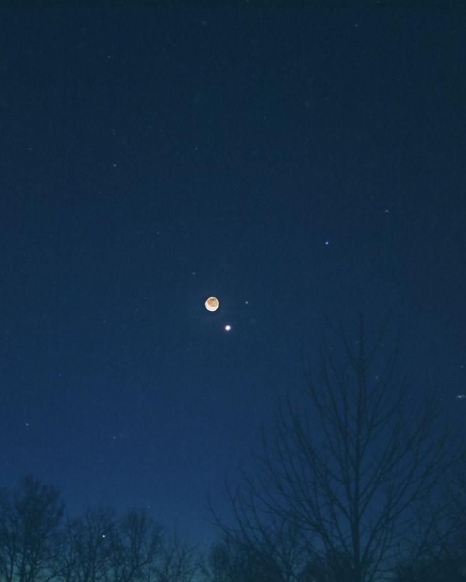 Moon, Mars, Venus, and Spica