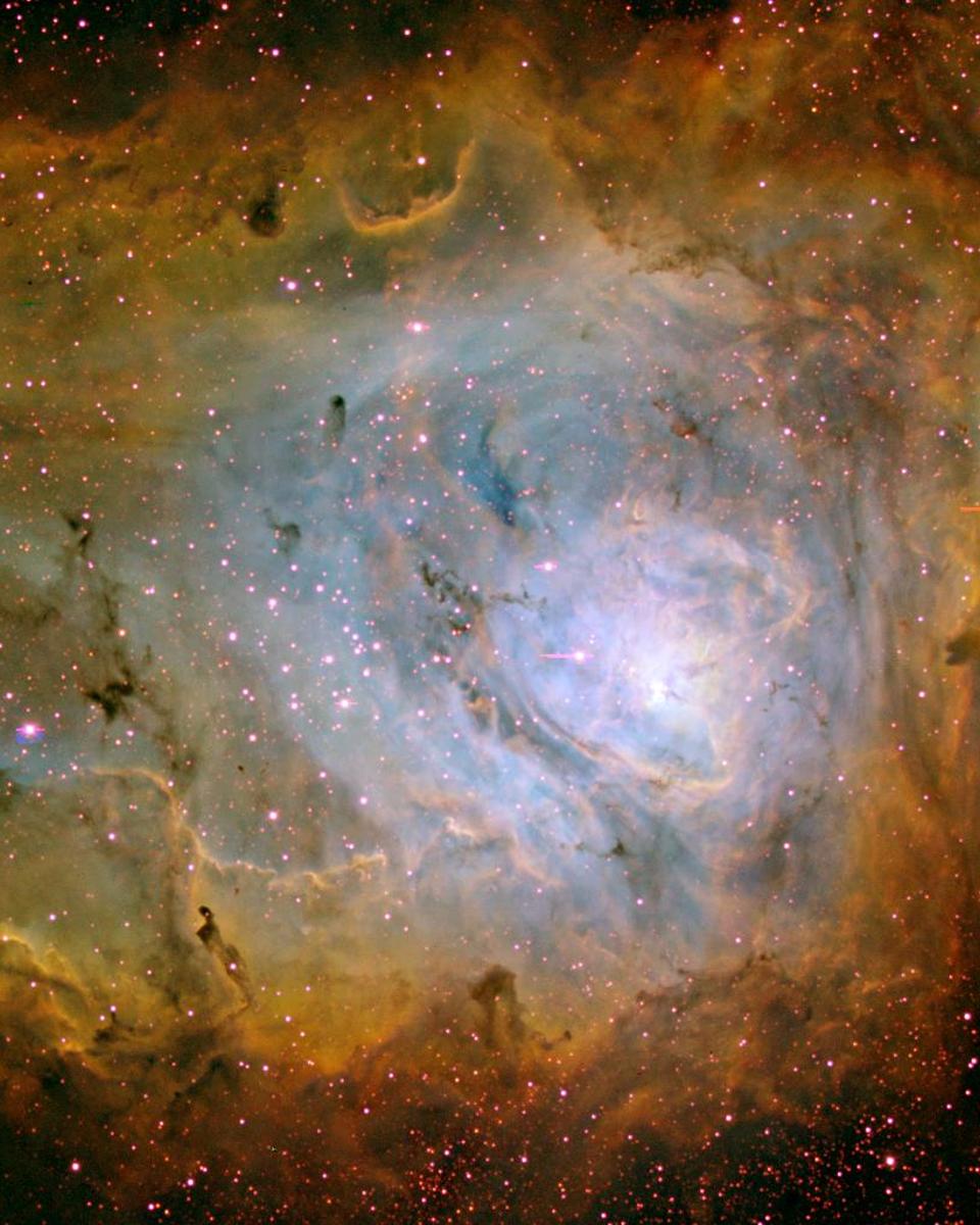 The Lagoon Nebula in Three Colors