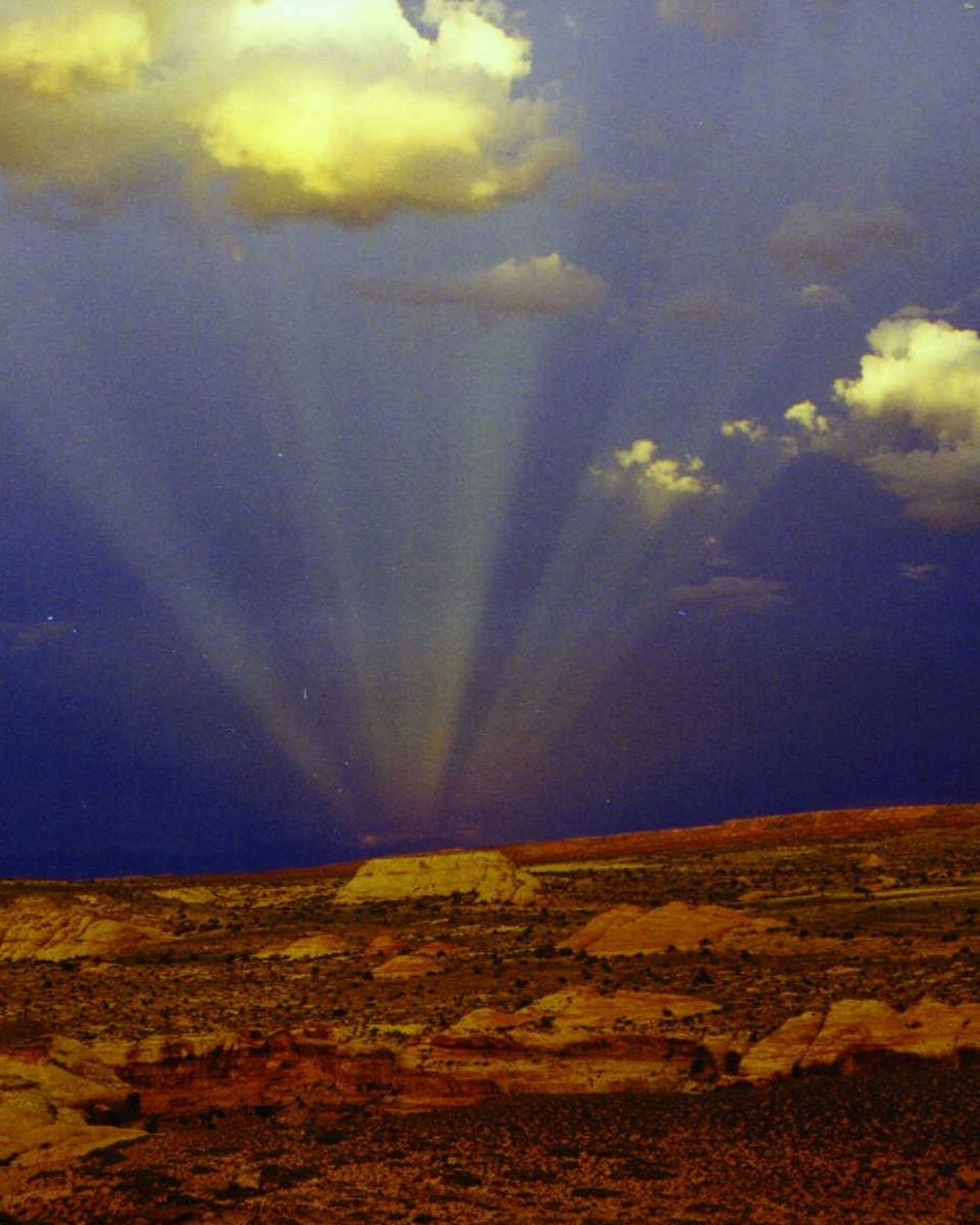 Anticrepuscular Rays Over Horseshoe Canyon