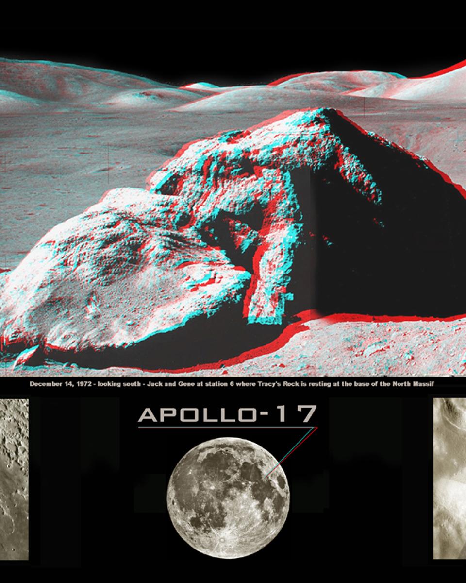 Apollo 17: Boulder in Stereo
