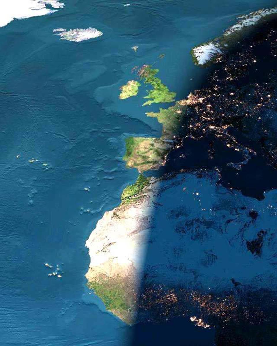 A Digital Sunset Over Europe and Africa