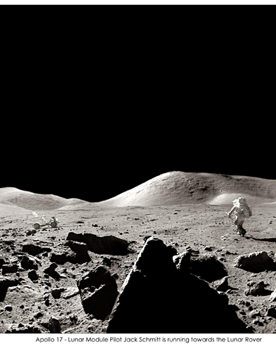 Apollo 17 Panorama: Astronaut Running