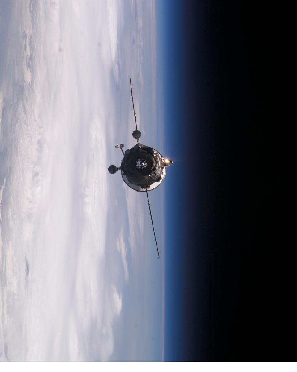 Supply Ship Approaches the Space Station