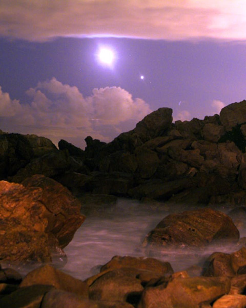 Moon and Venus over Corona Del Mar Beach