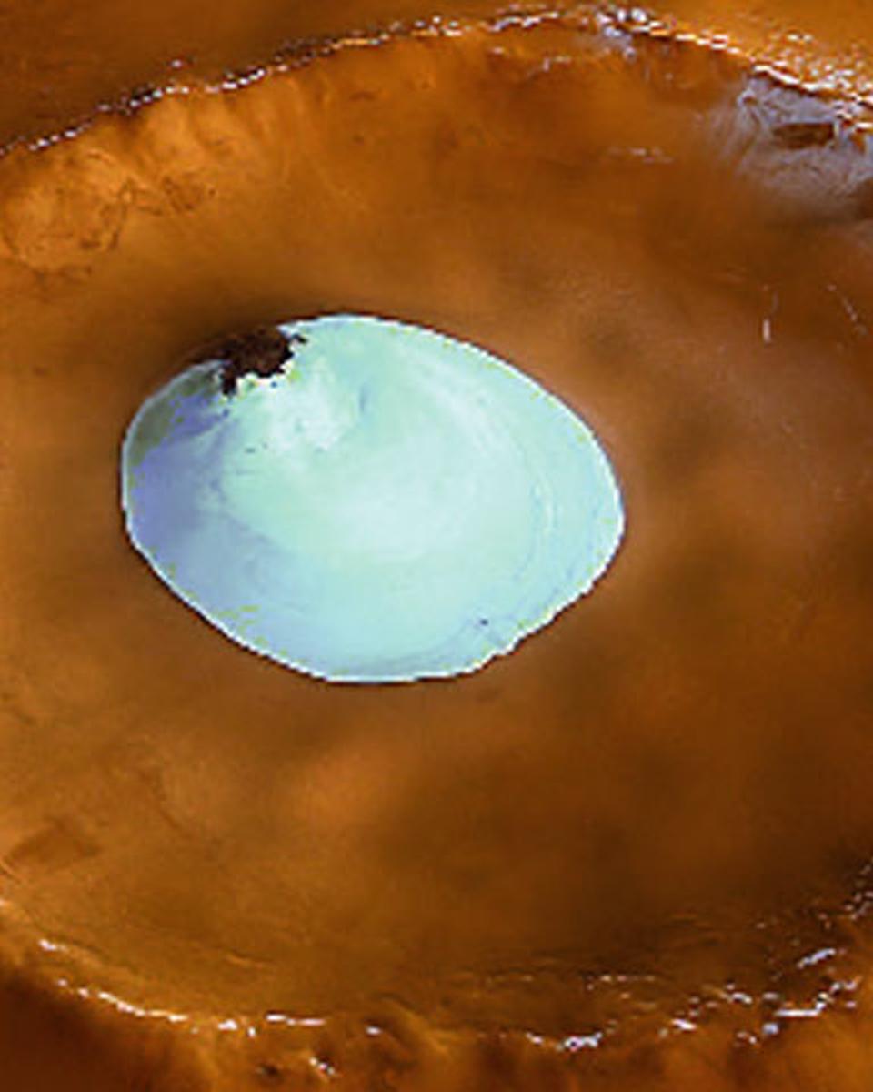 Water Ice in a Martian Crater