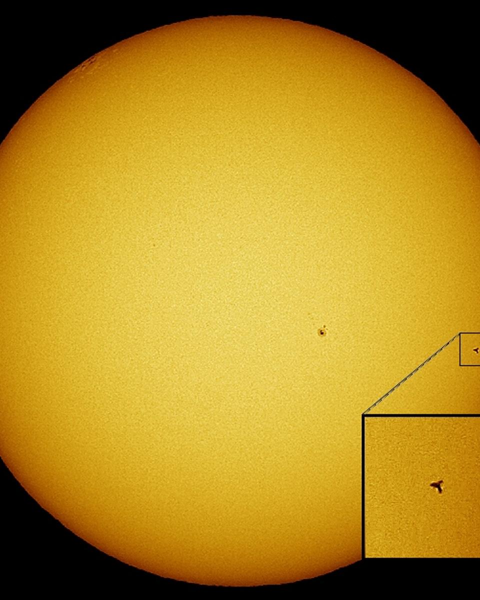 ISS and Discovery Transit the Sun