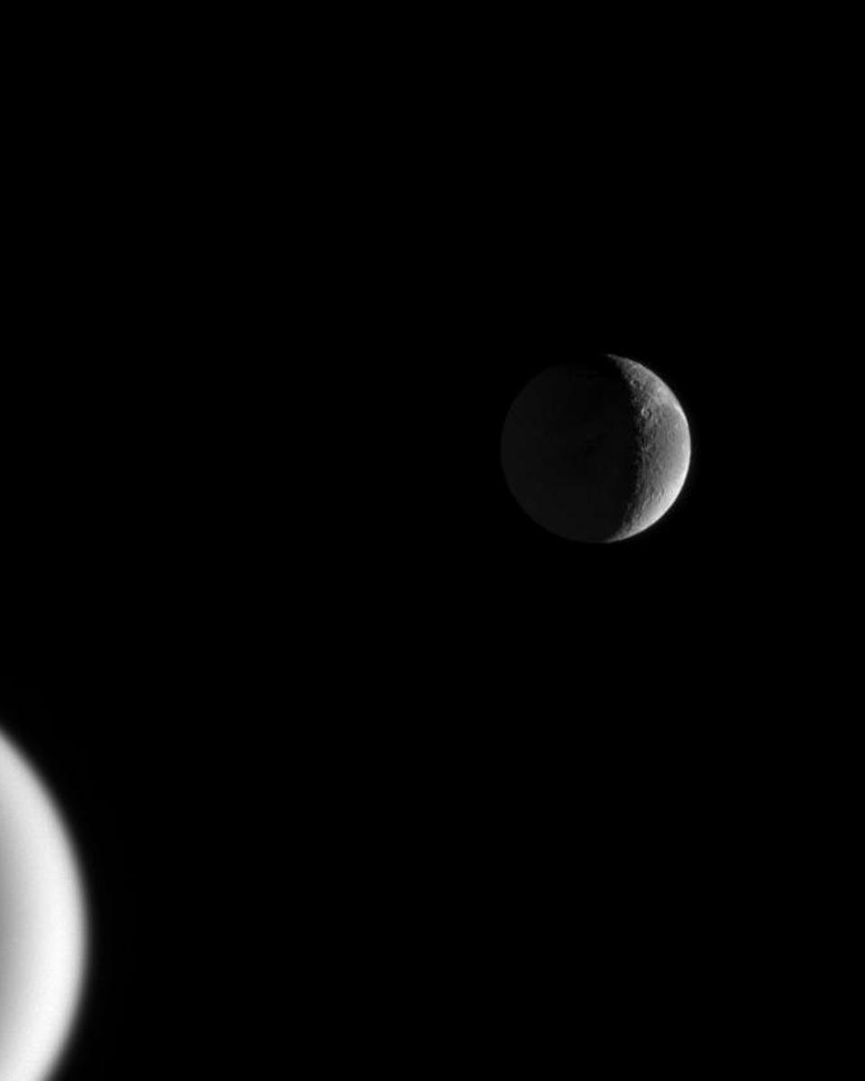 Crescents of Titan and Dione