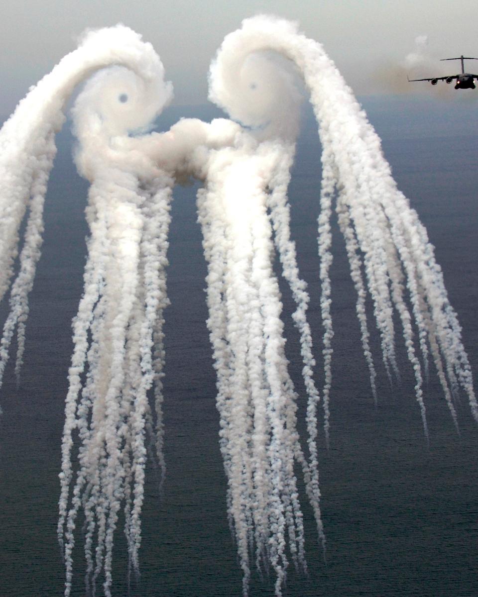 A Smoke Angel from Airplane Flares