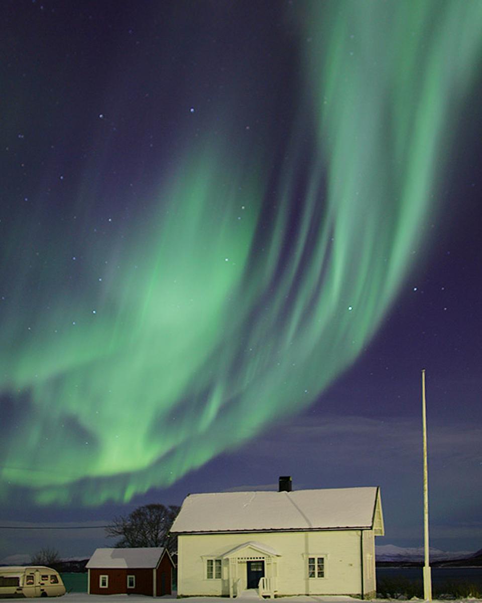 Green and Black Aurora Over Norway