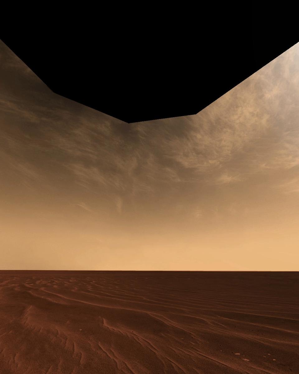 Clouds and Sand on the Horizon of Mars