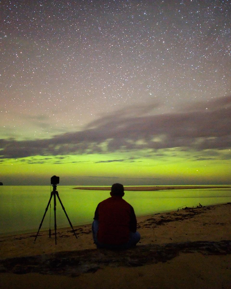 Green Aurora Over Lake Superior
