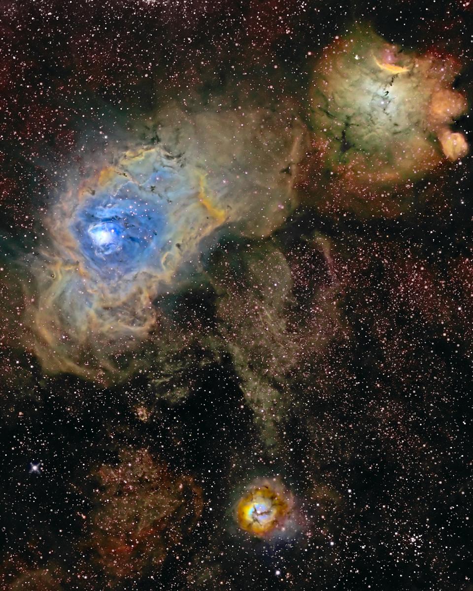 Three Nebulae in Narrow Band
