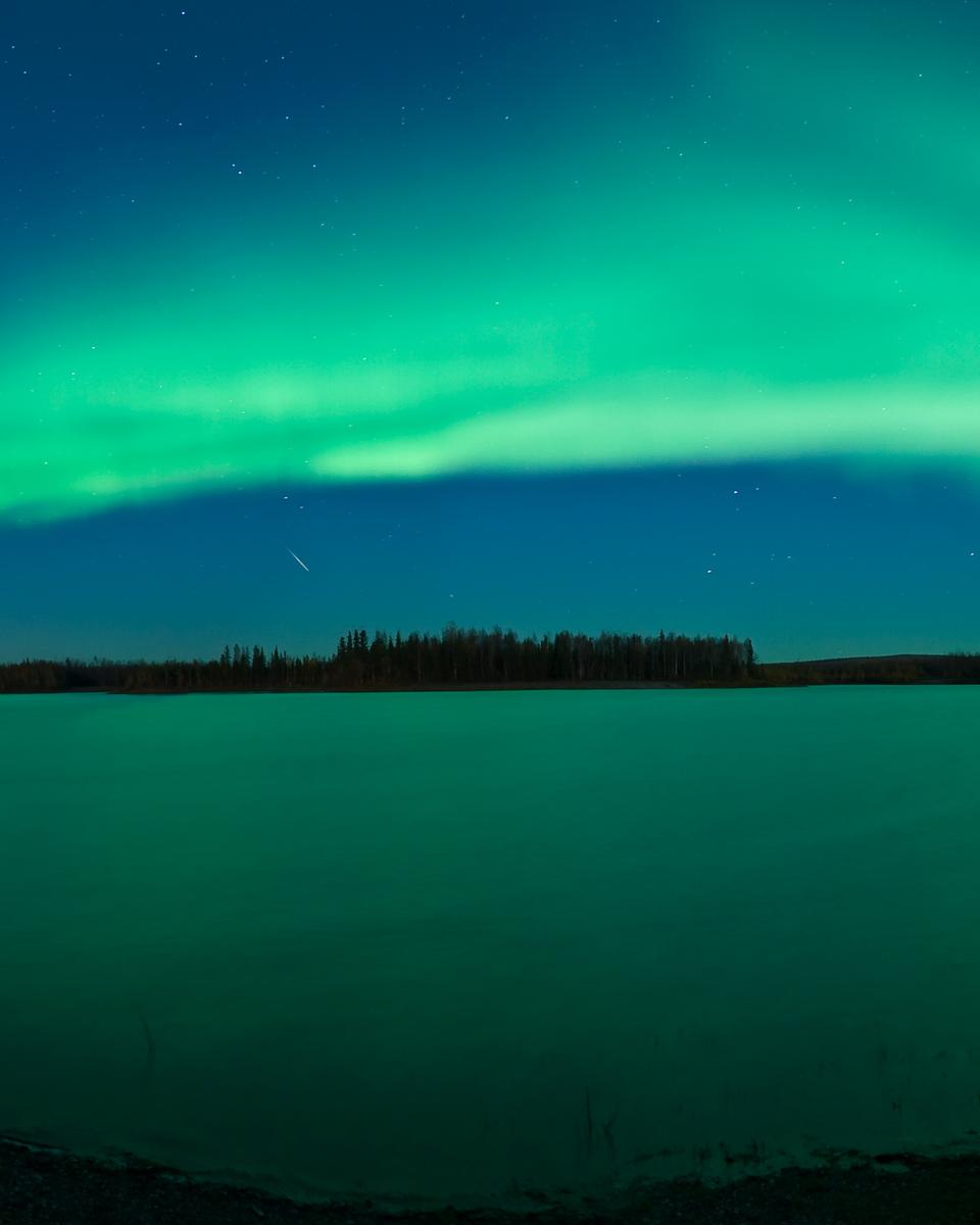 Aurora, Stars, Meteor, Lake, Alaska