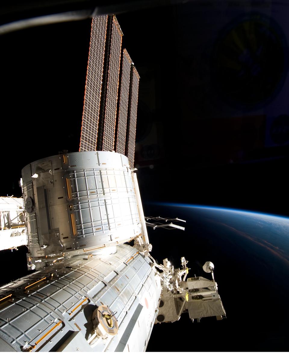 A Large Space Station Over Earth