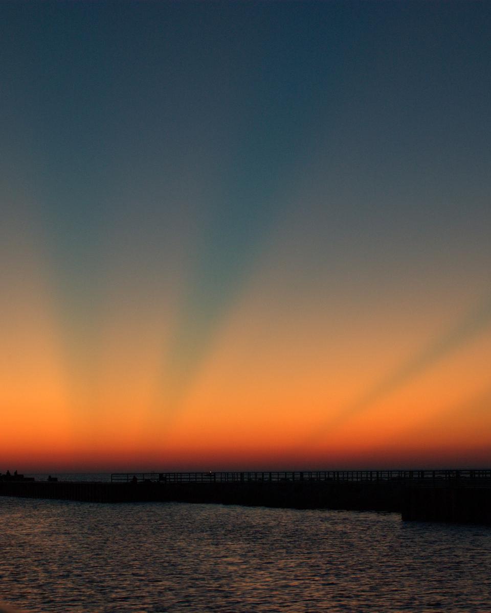 Crepuscular Rays Over Lake Michigan