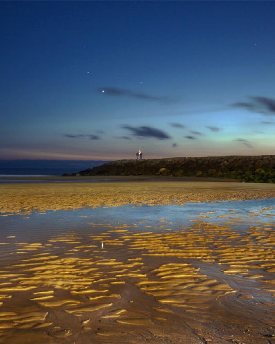 Crescent Moon and Planets Over Portugal