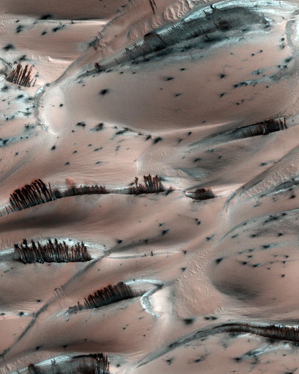Dark Sand Cascades on Mars