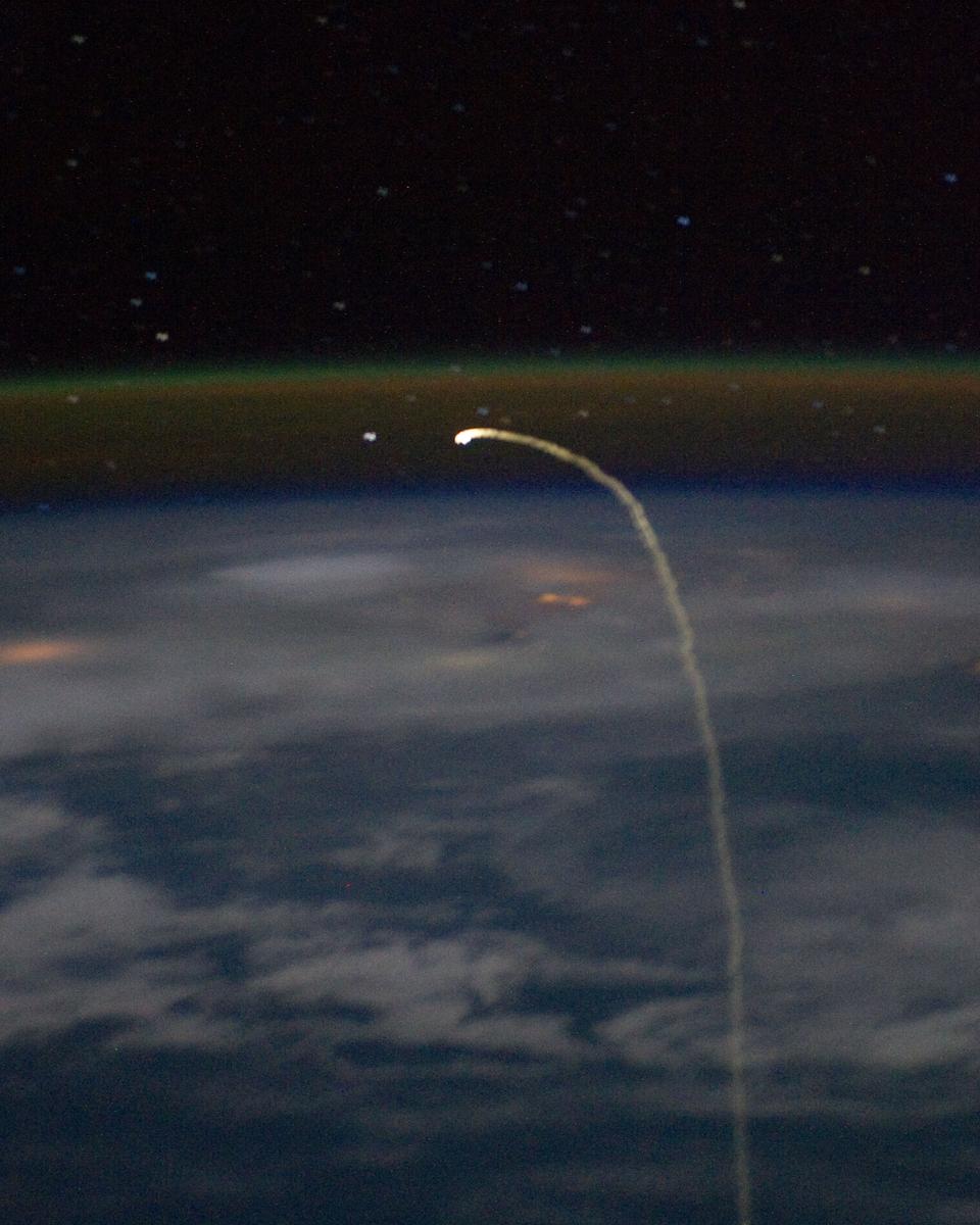Shuttle Reentry Streak from Orbit