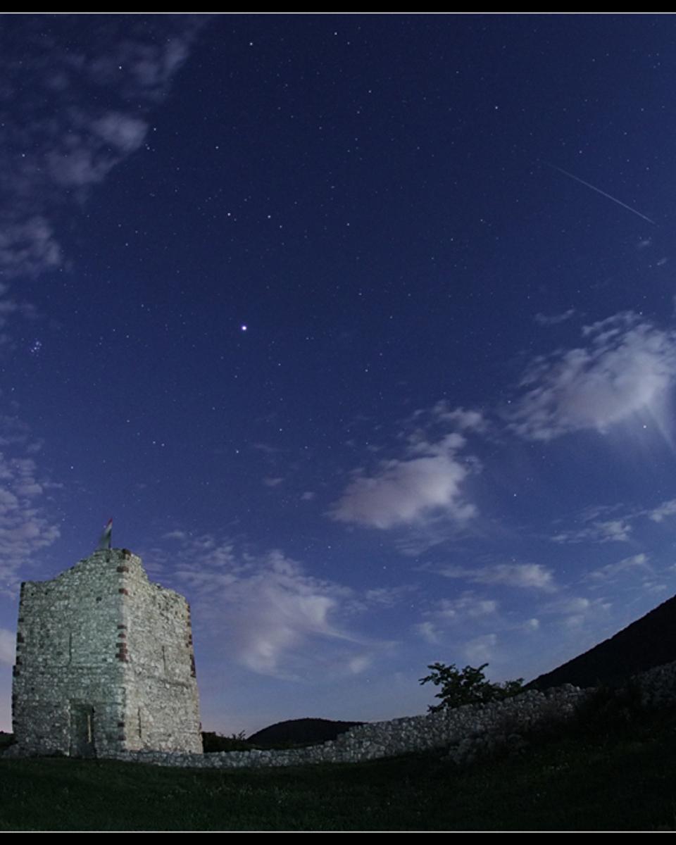 Castle and Meteor by Moonlight