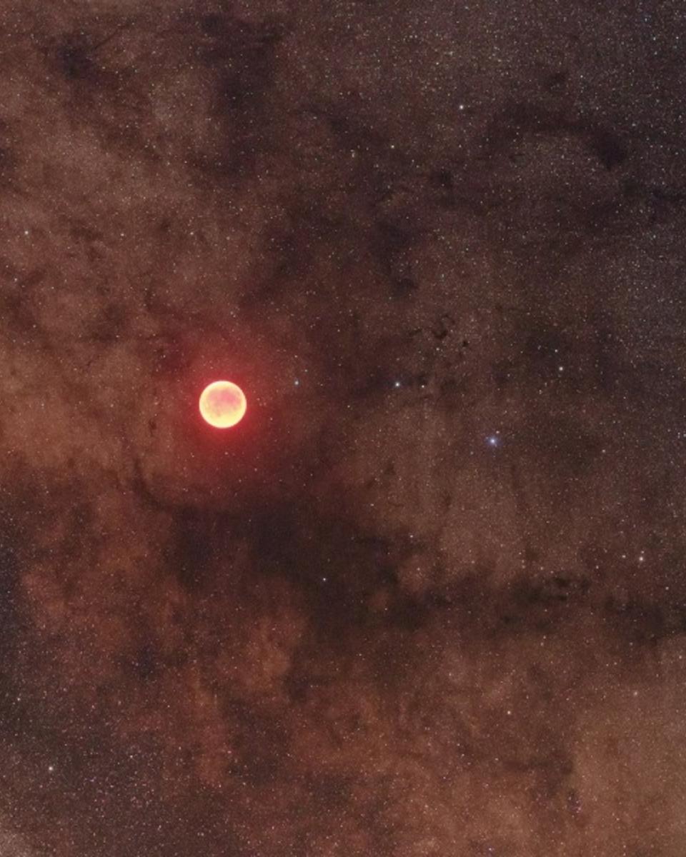 Eclipsed Moon in the Milky Way