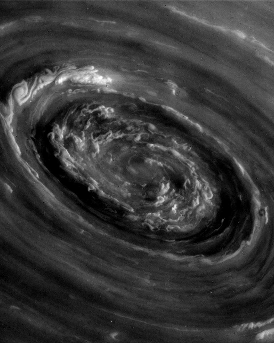 In the Center of Saturn's North Polar Vortex