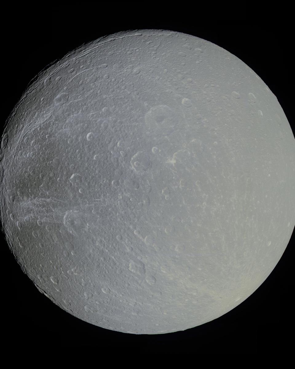 Saturn's Moon Dione in Slight Color