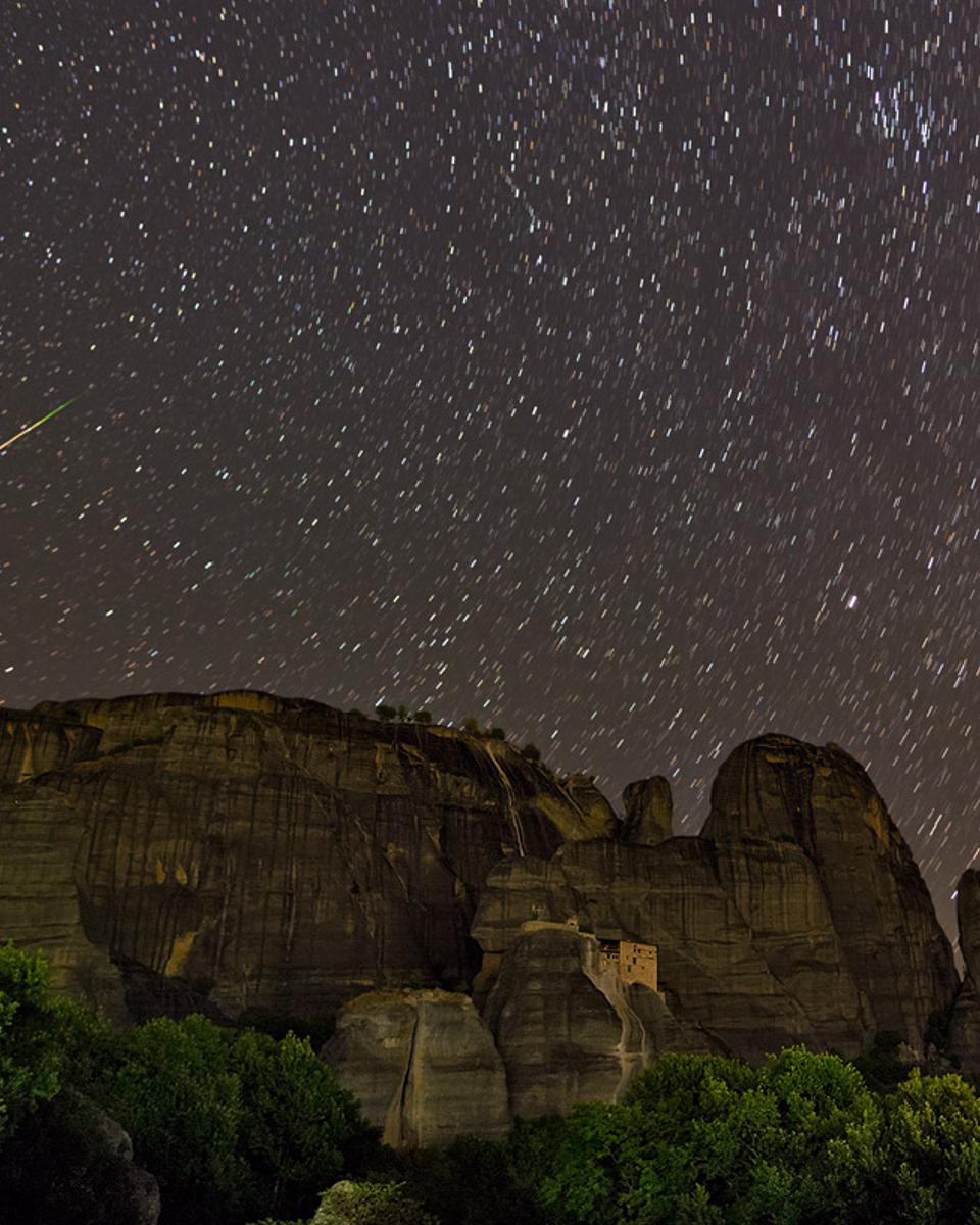 Perseids over Meteora