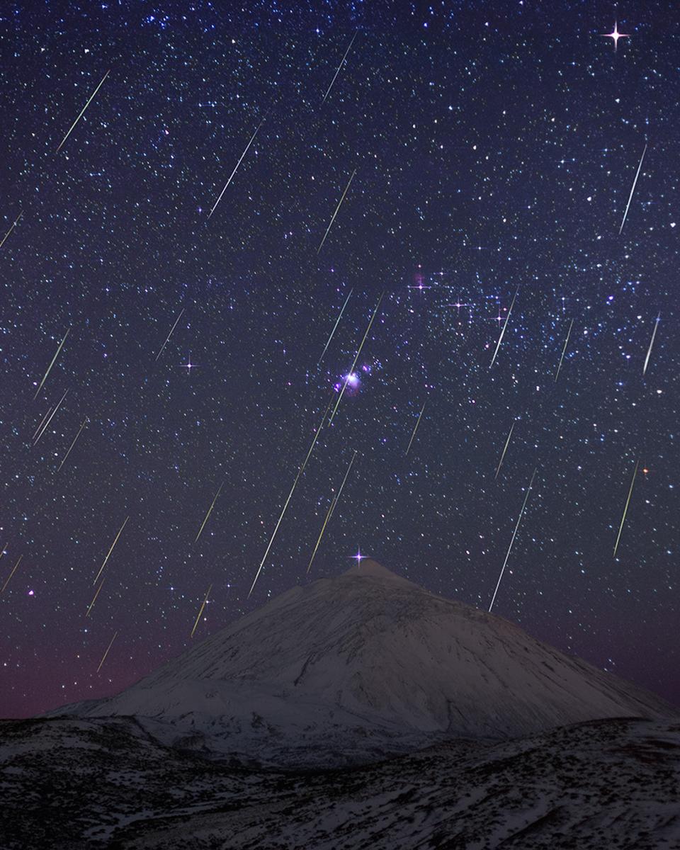 Geminid Meteors over Teide Volcano