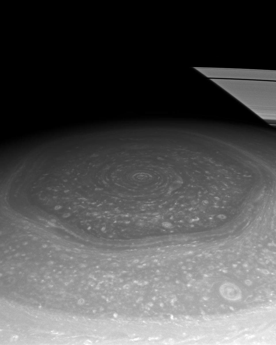 Saturn's Hexagon and Rings