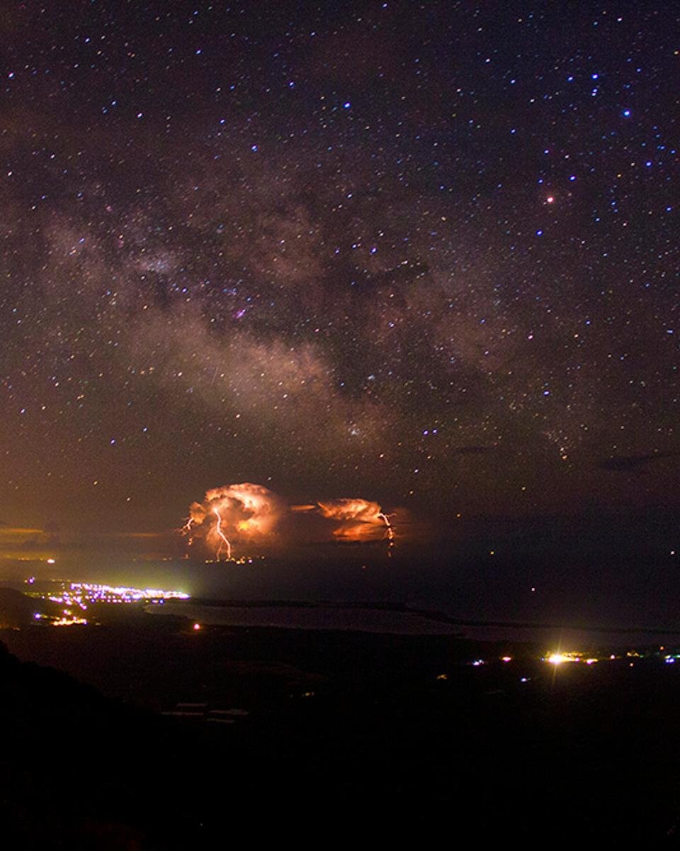 Stars and Lightning Over Greece