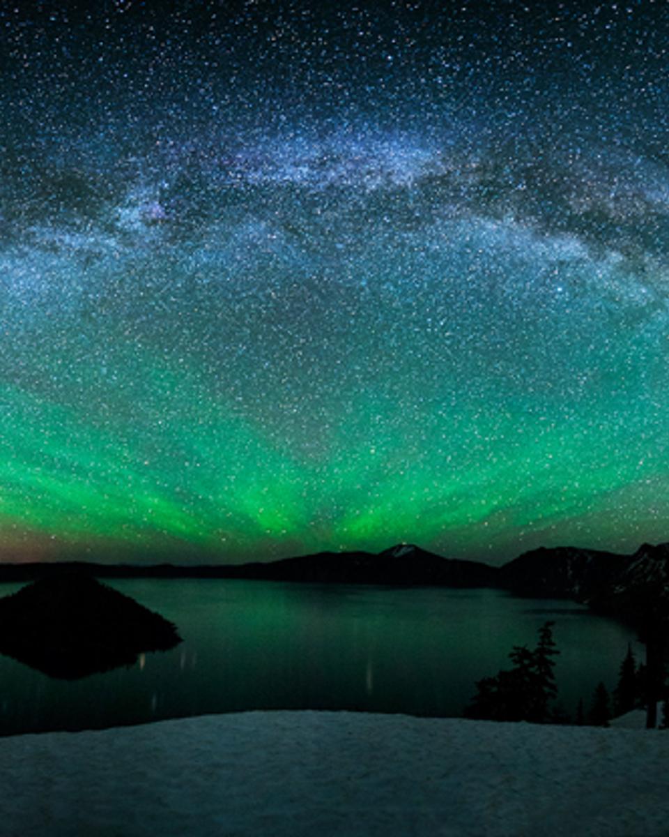 Milky Way Over Crater Lake with Airglow