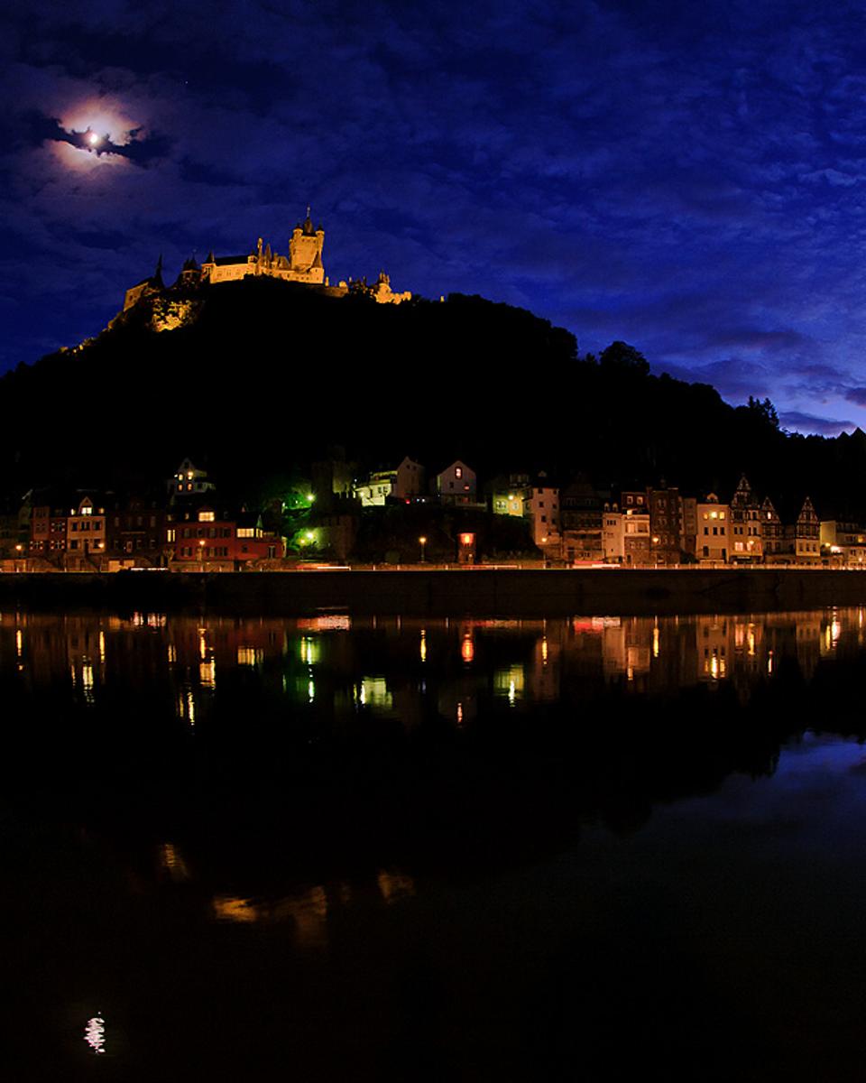 Lunar Corona over Cochem Castle