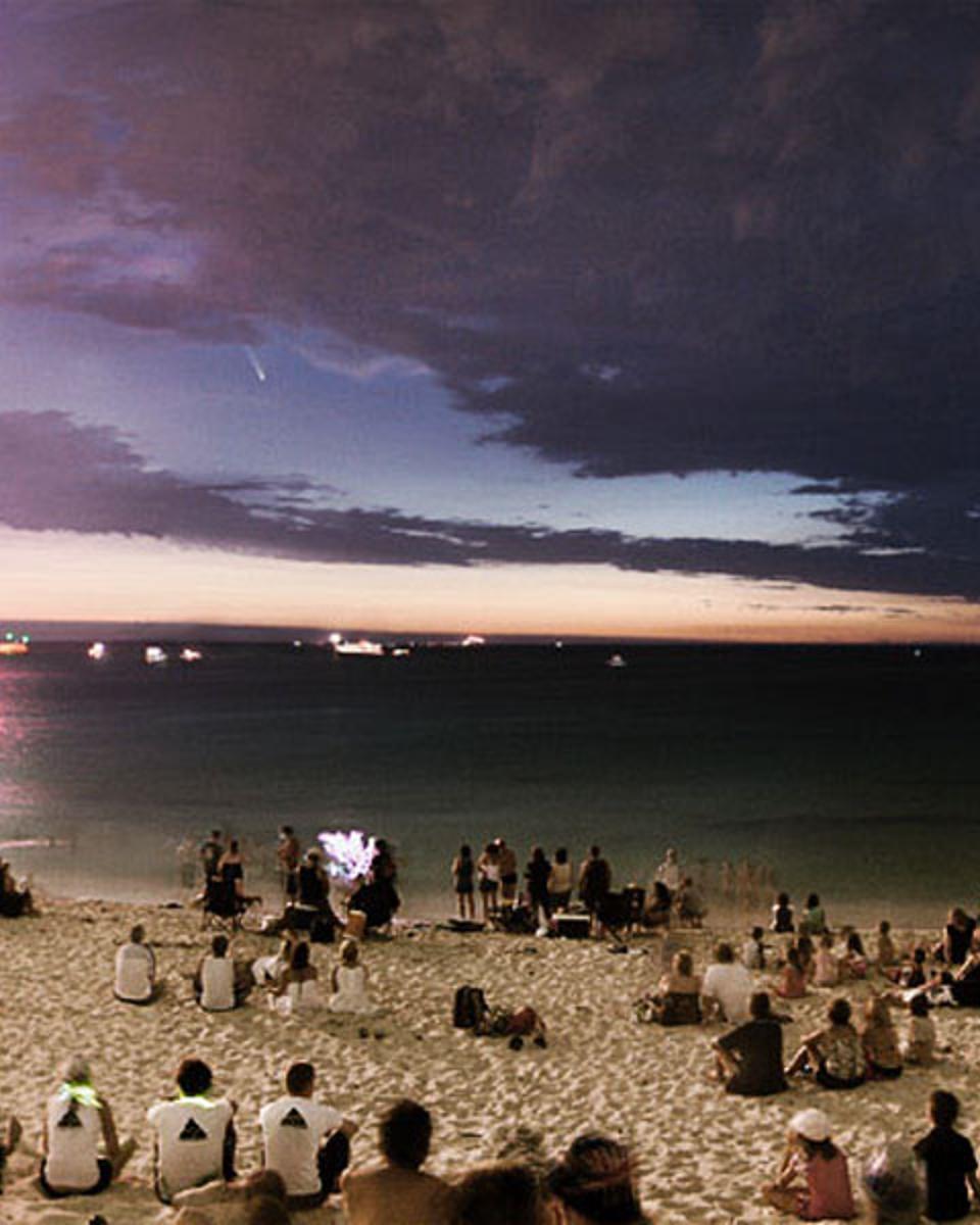 Comet Between Fireworks and Lightning