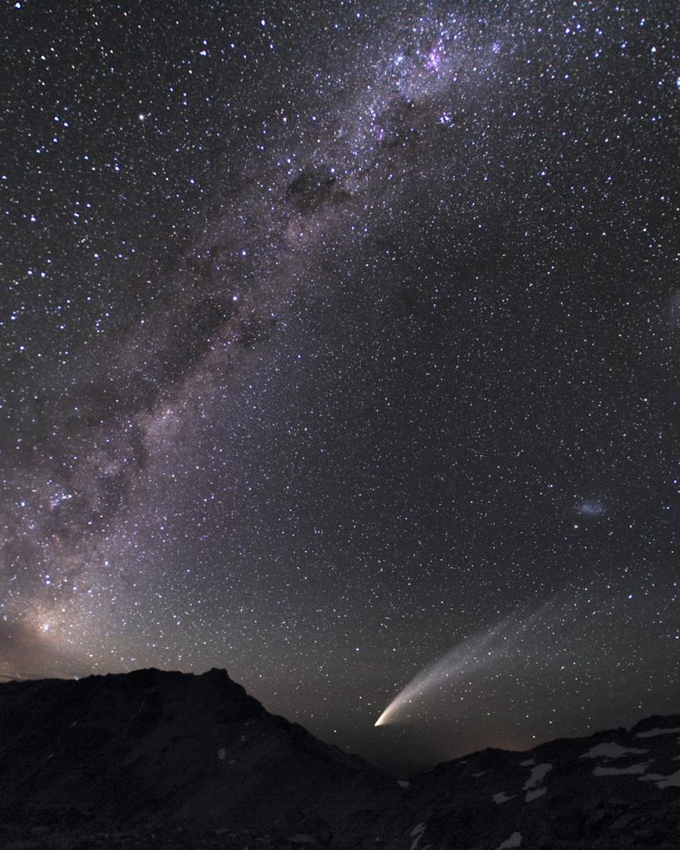 Three Galaxies and a Comet