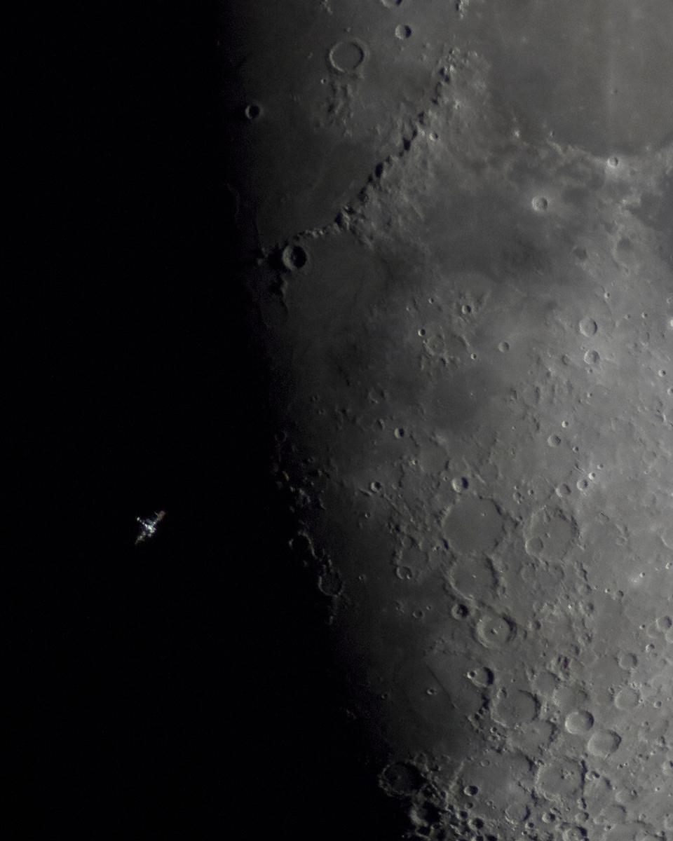 Space Station over Lunar Terminator