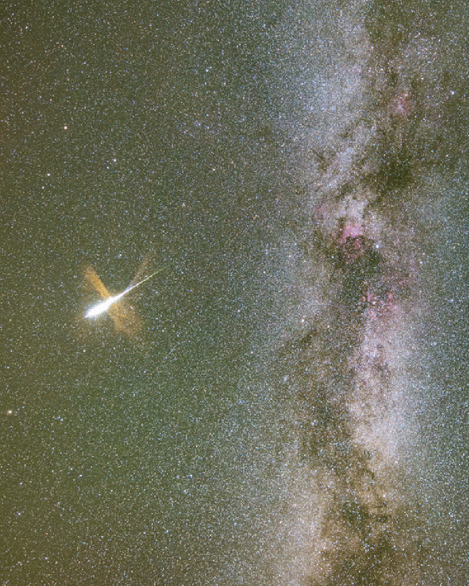 Milky Way and Exploding Meteor