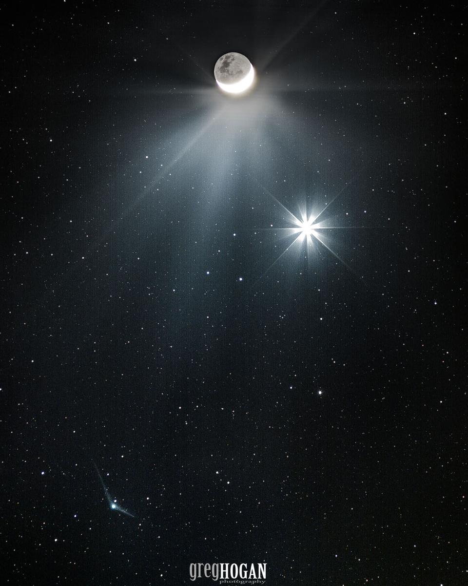 Comet Meets Moon and Morning Star