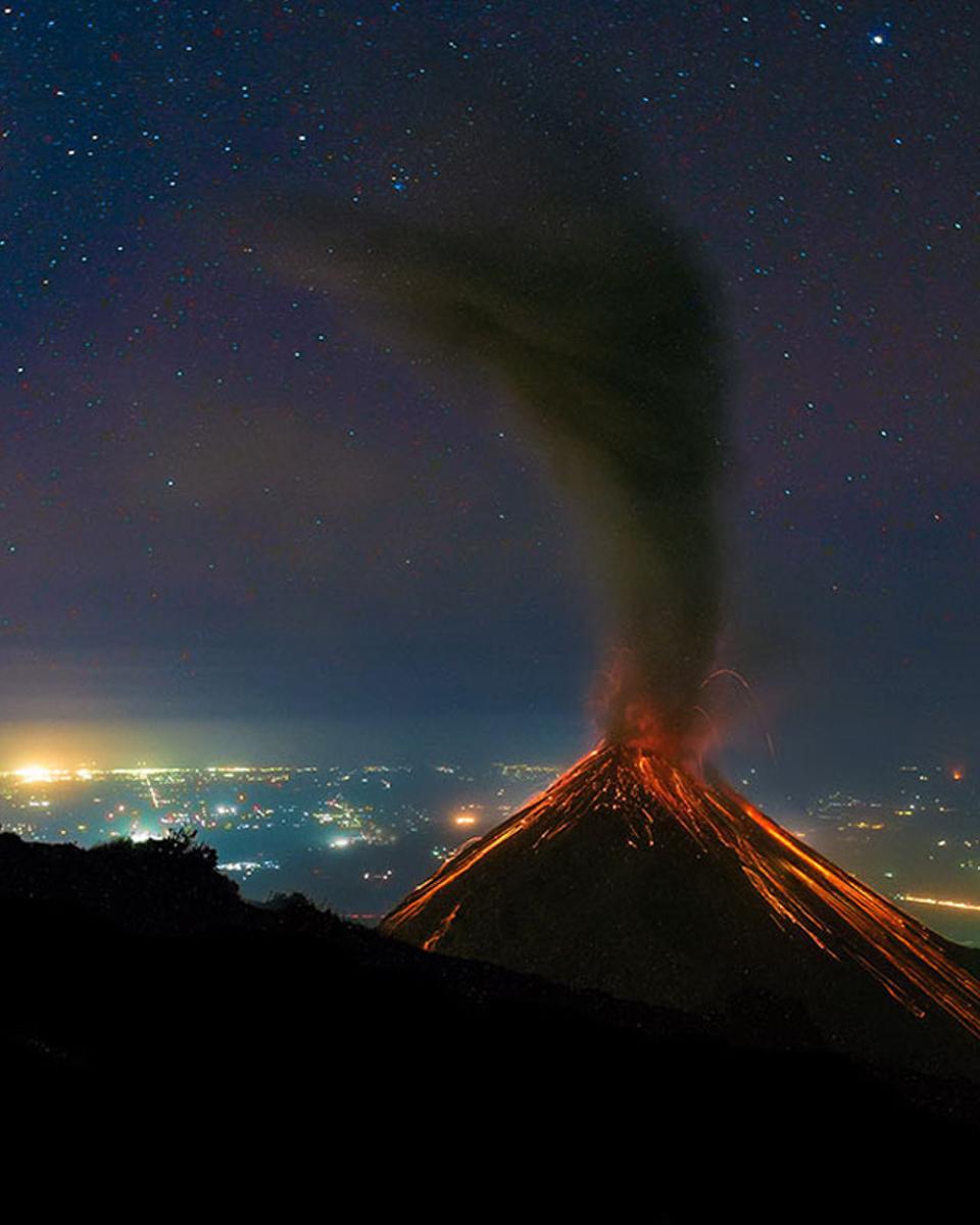 Volcano of Fire Erupts Under the Stars