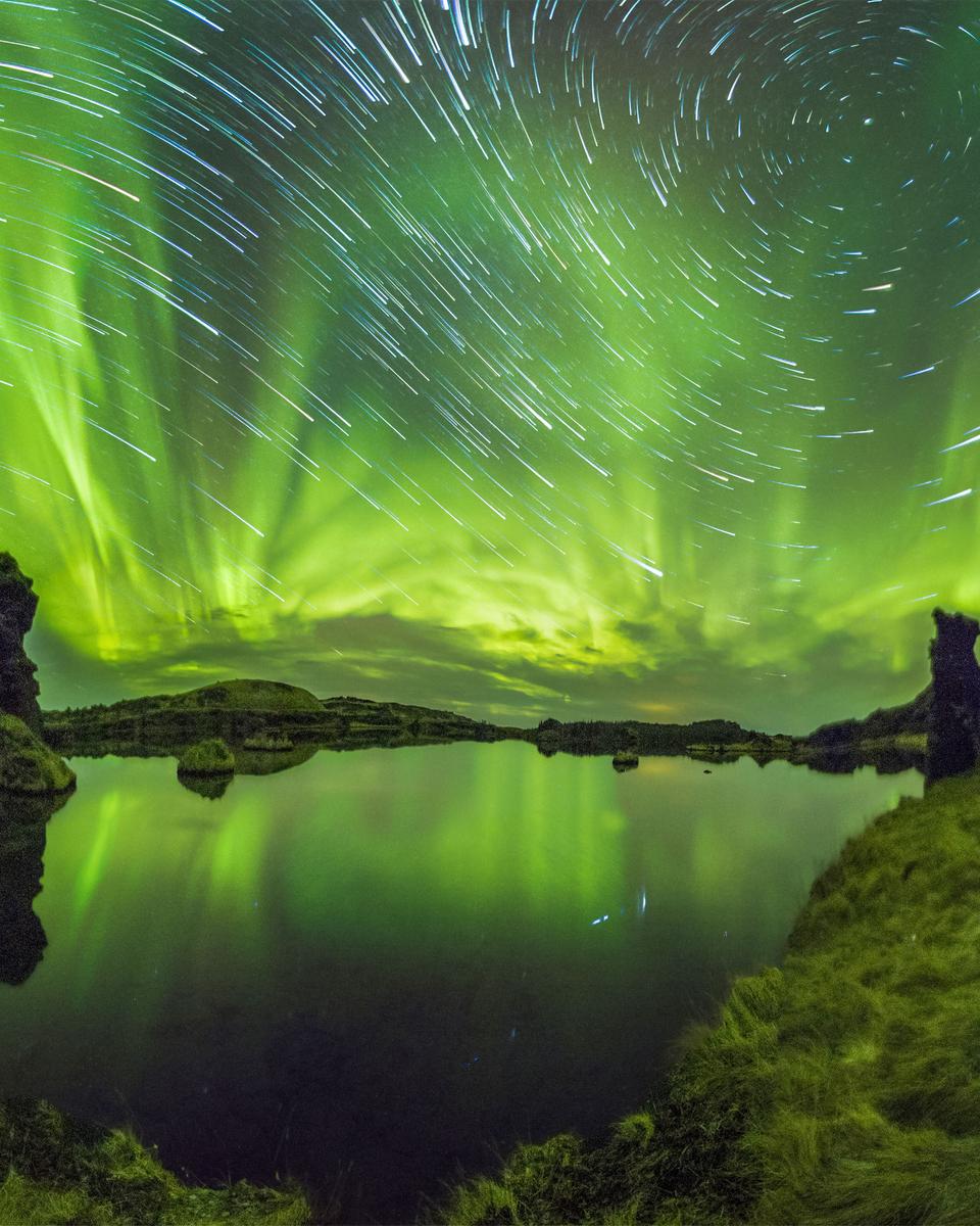 Auroras and Star Trails over Iceland