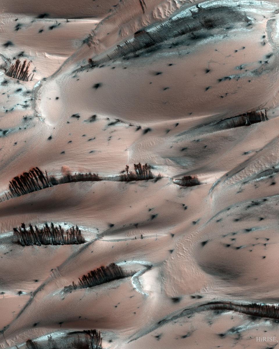 Dark Sand Cascades on Mars