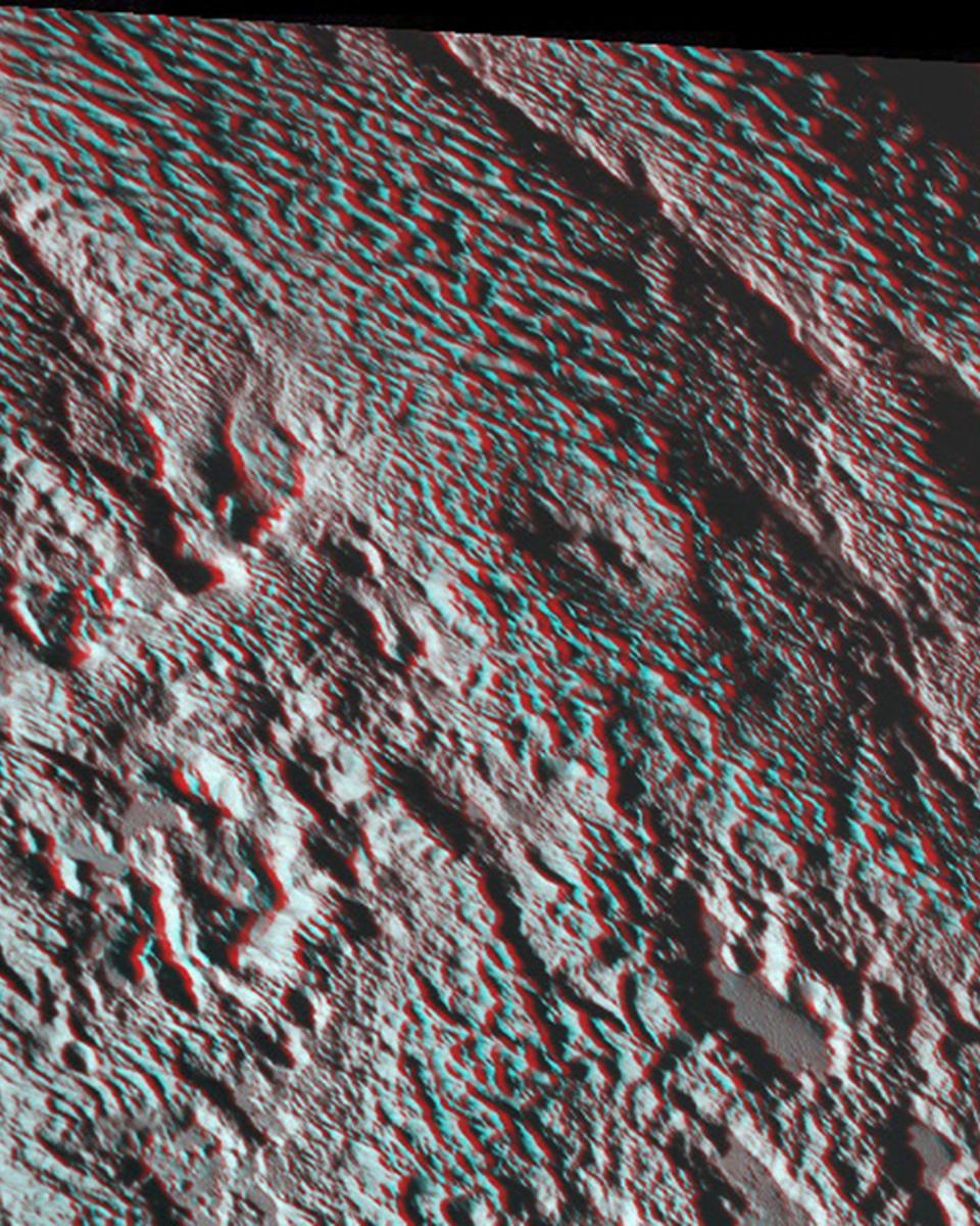 Pluto's Bladed Terrain in 3D