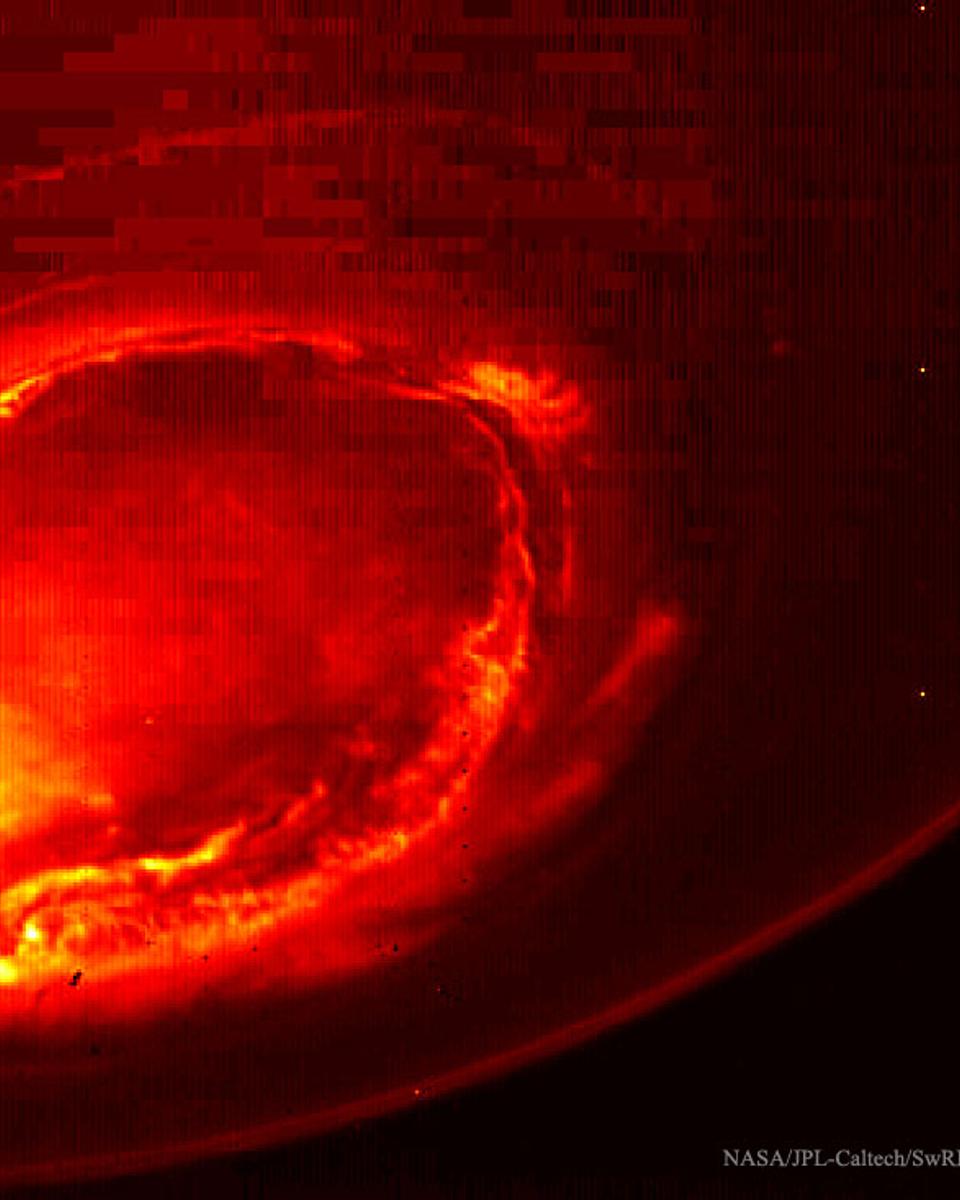 Aurora over Jupiter's South Pole from Juno