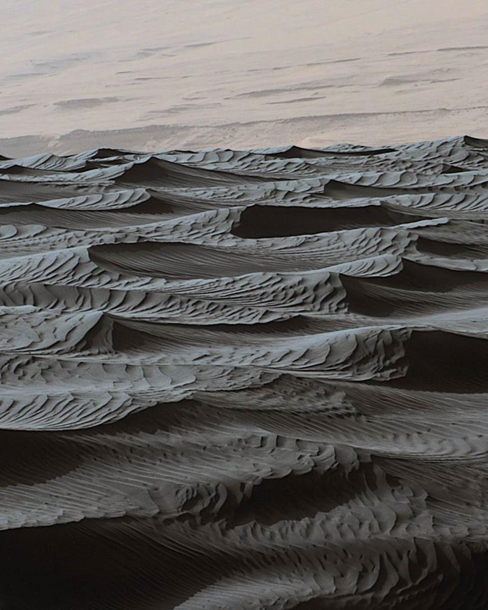Dark Dunes on Mars (Horizontally Compressed)