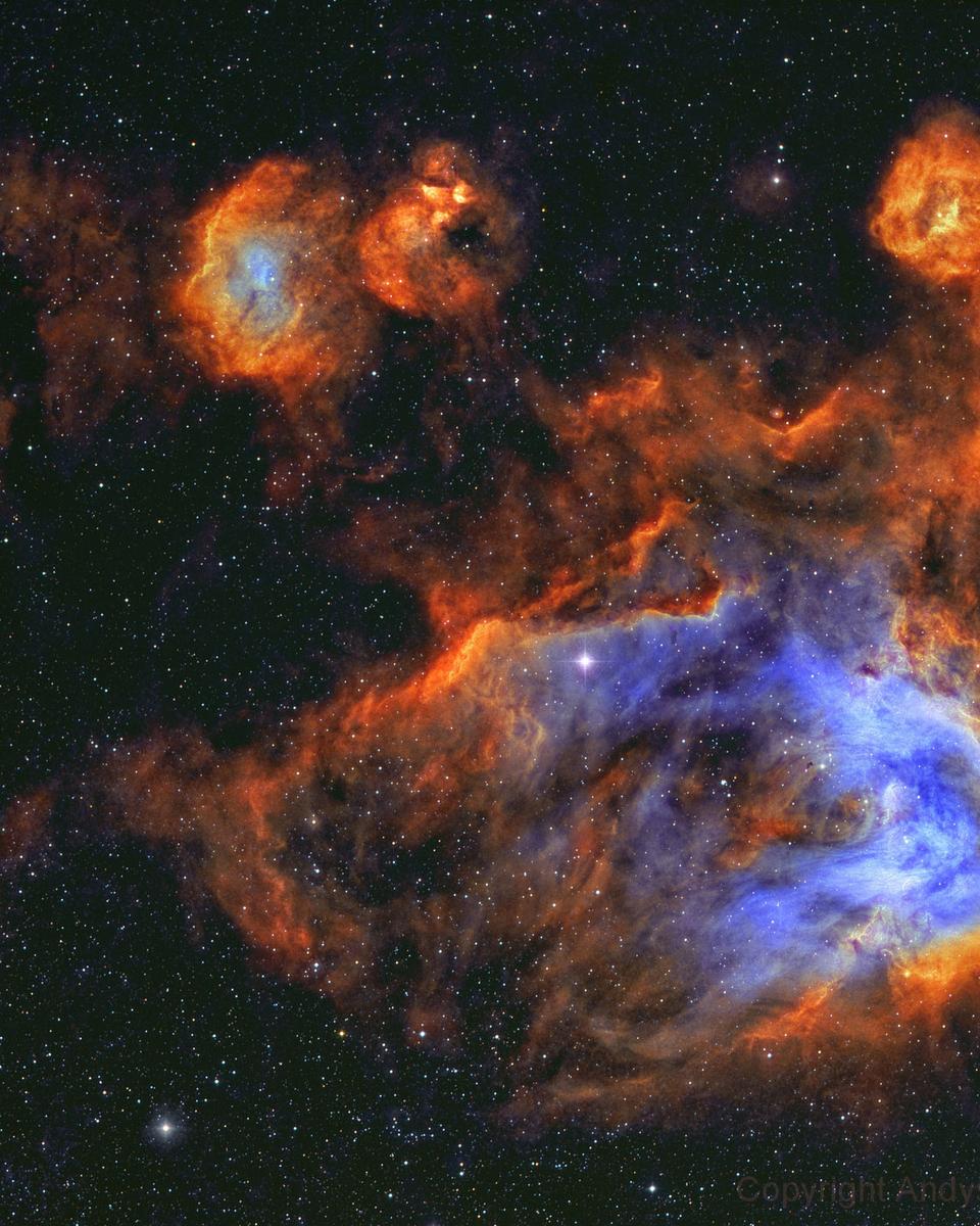 Stars and Gas of the Running Chicken Nebula