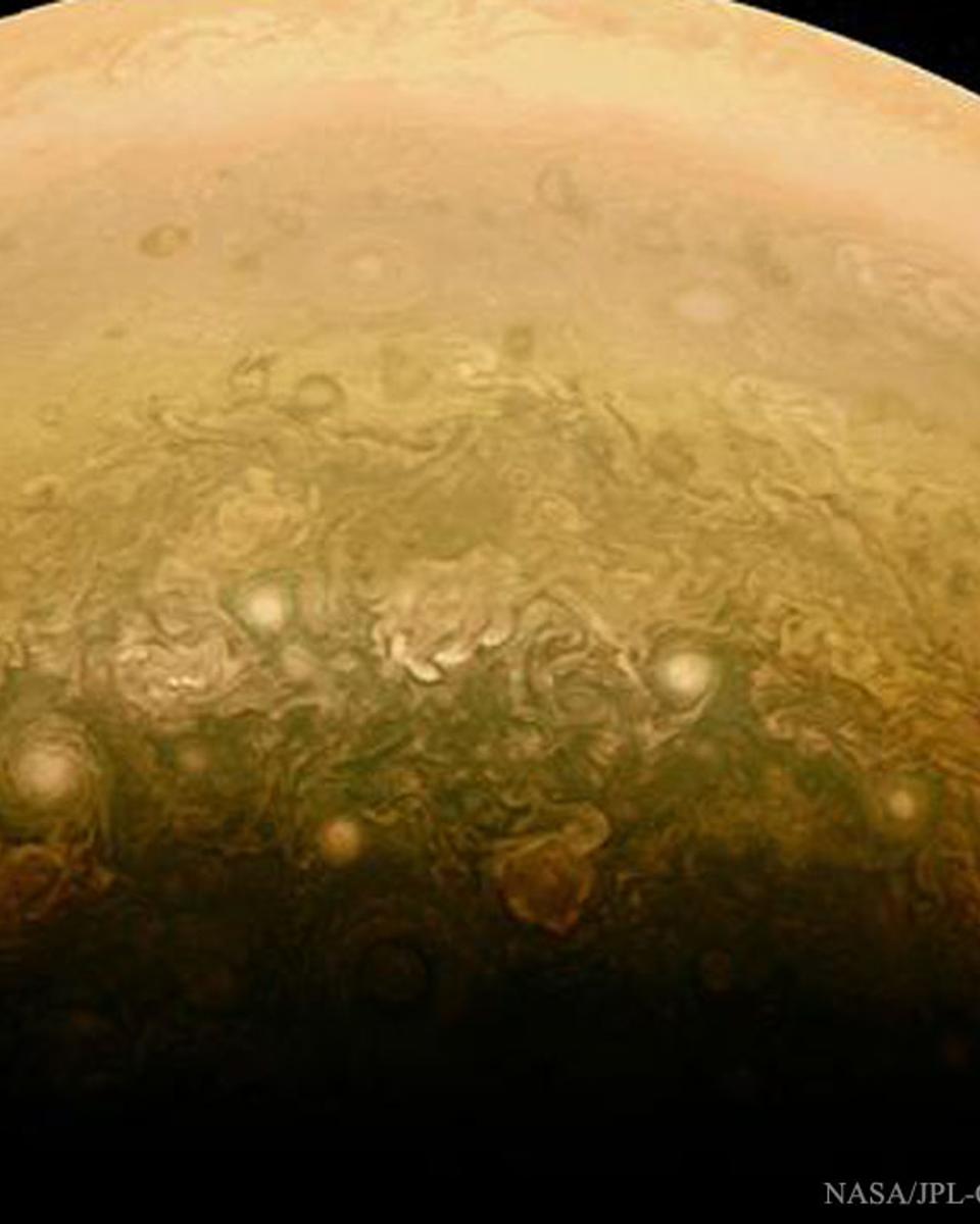 Clouds Near Jupiter's South Pole from Juno