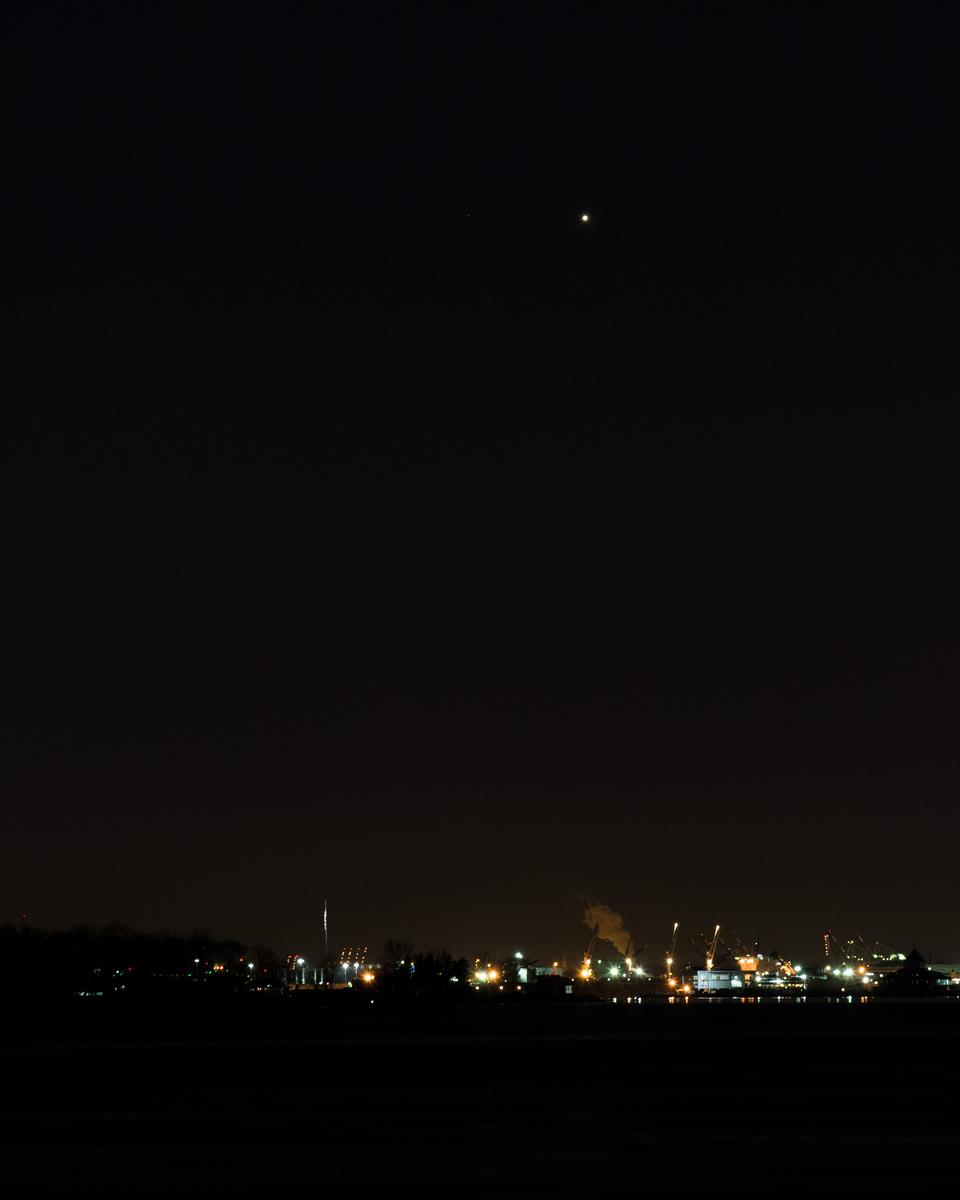 New York Harbor Moonset