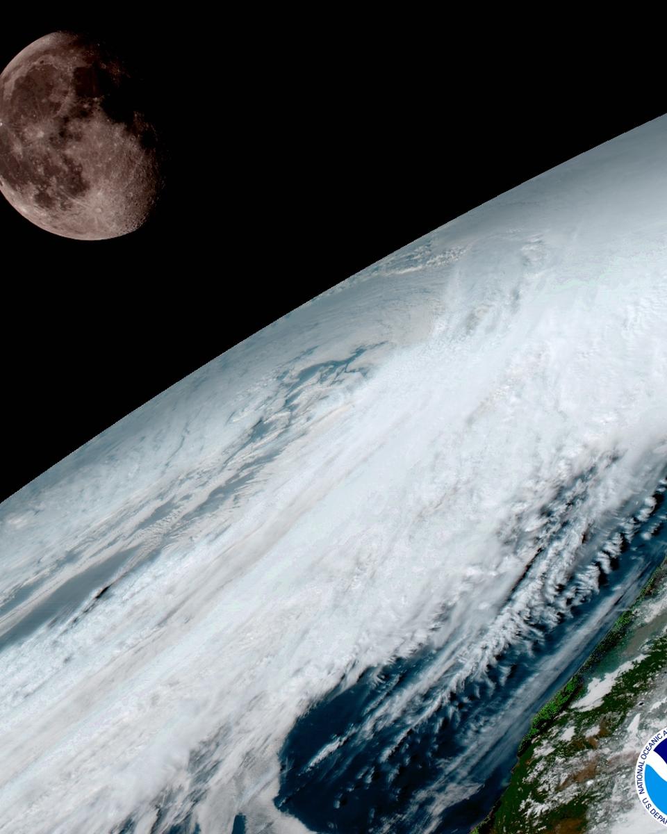 GOES-16: Moon over Planet Earth