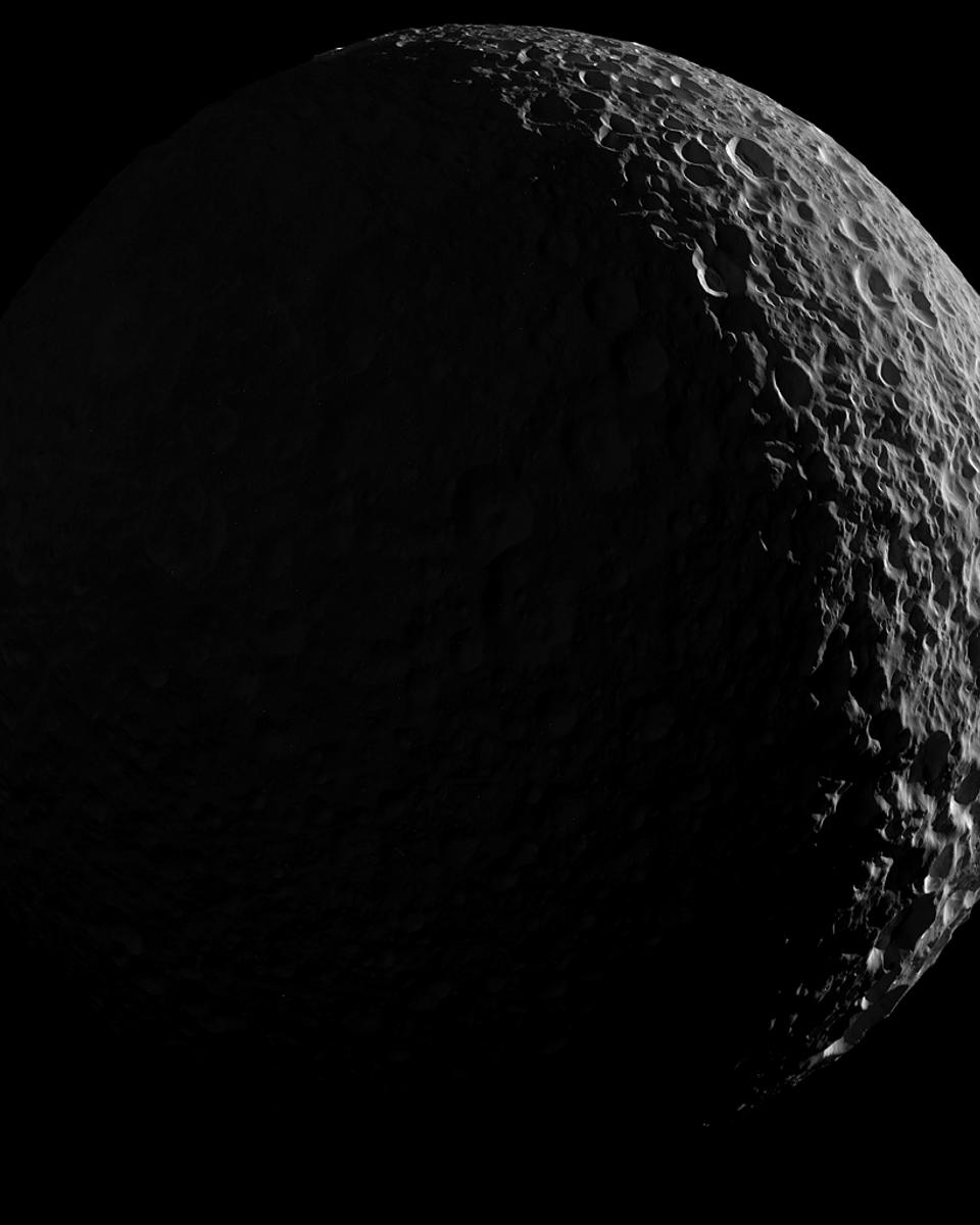 Mimas in Saturnlight