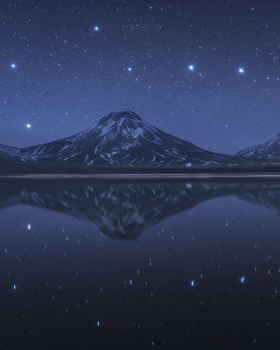 Big Dipper Above and Below Chilean Volcanoes